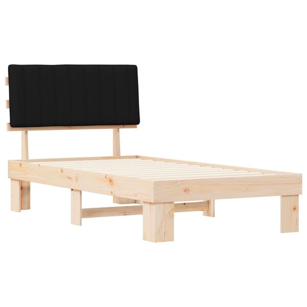 vidaXL Bettgestell mit gepolstertem Kopfteil Schwarz 100 x 200 cm