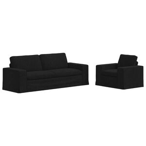 vidaXL Sofa Set 2 pcs Schwarz 222 x 80 x 82 cm Stoff
