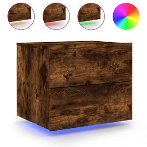 vidaXL Wand-Nachttisch mit LED-Leuchten R&auml;uchereiche