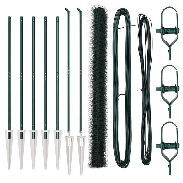 vidaXL Zaunpfosten Gr&uuml;n 10 x 1,6 m (50 mm Maschenweite) Stahl und PVC