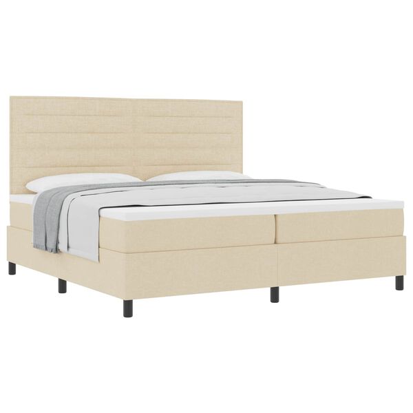 vidaXL Boxspringbett mit Matratze Creme 200 x 200 cm Stoff