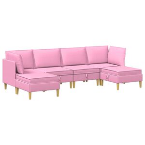 vidaXL Modular Sofa Set mit Stauraum 6 pcs Rosa Stoff