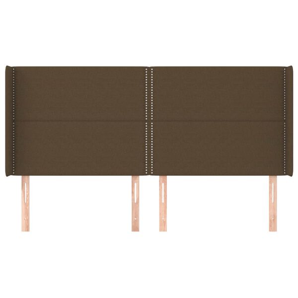 vidaXL Kopfteil mit Ohren Dunkelbraun 203x16x118/128 cm Stoff