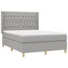 vidaXL Boxspringbett mit Matratze & LED Hellgrau 140x190 cm Stoff