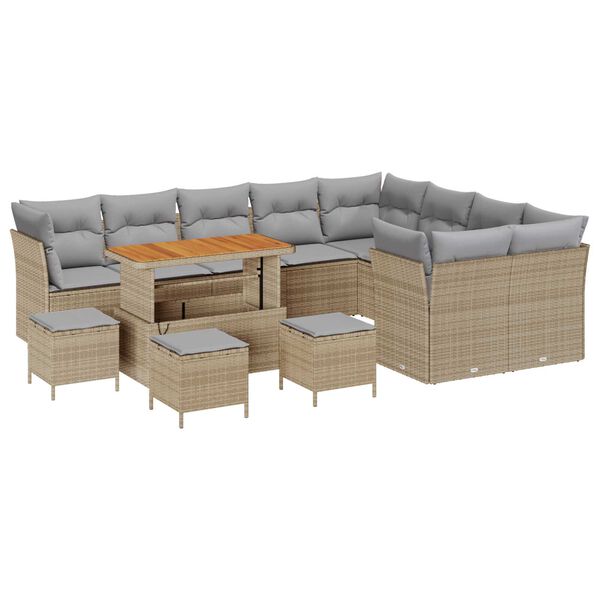 vidaXL Garten-Sofa-Set mit Kissen 13 pcs Beige und Hellgrau