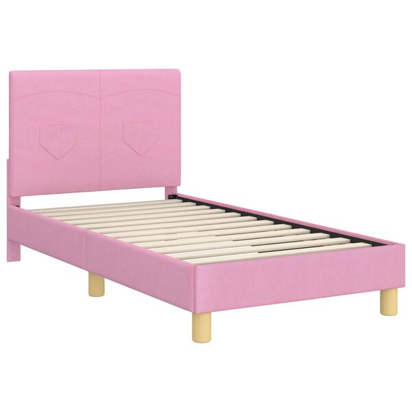 vidaXL Kinderbettgestell mit Kopfteil Rosa 80 x 160 cm Stoff