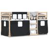 vidaXL Etagenbett mit Vorh&auml;ngen Wei&szlig; Schwarz 90x200 cm Kiefernholz