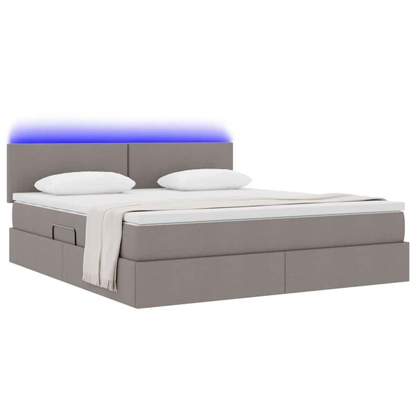 vidaXL Bett mit Stauraum und LED mit Matratze Taupe 160 x 200 cm Stoff