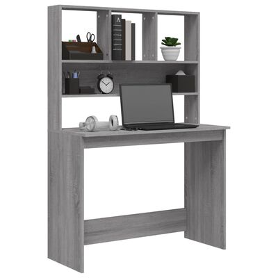 vidaXL Schreibtisch mit Regal Grau Sonoma 102x45x148 cm Holzwerkstoff