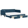 vidaXL Tagesbett Ausziehbar mit Schubladen Blau 100x200 cm Samt