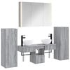 vidaXL Badezimmerm&ouml;bel-Set 6 pcs Grau Sonoma Ingenieurholz und Glas