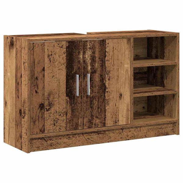 vidaXL Badezimmerschrank mit T&uuml;r Altholz 90 x 29 x 55 cm Holzwerkstoff