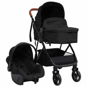 vidaXL 3-in-1 Kinderwagen Anthrazit und Schwarz Stahl