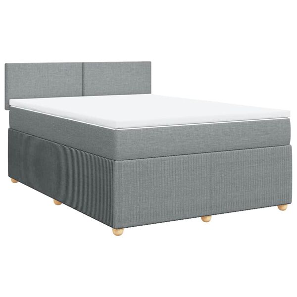 vidaXL Boxspringbett mit Matratze Hellgrau 140x200 cm Stoff