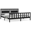 vidaXL Massivholzbett mit Kopfteil Schwarz 200x200 cm
