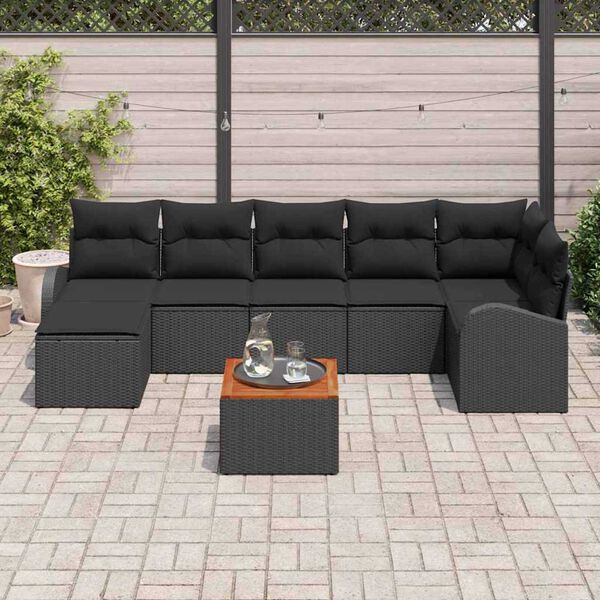 vidaXL Gartensofa-set mit Speicher 8 pcs Schwarz Poly-Rattan