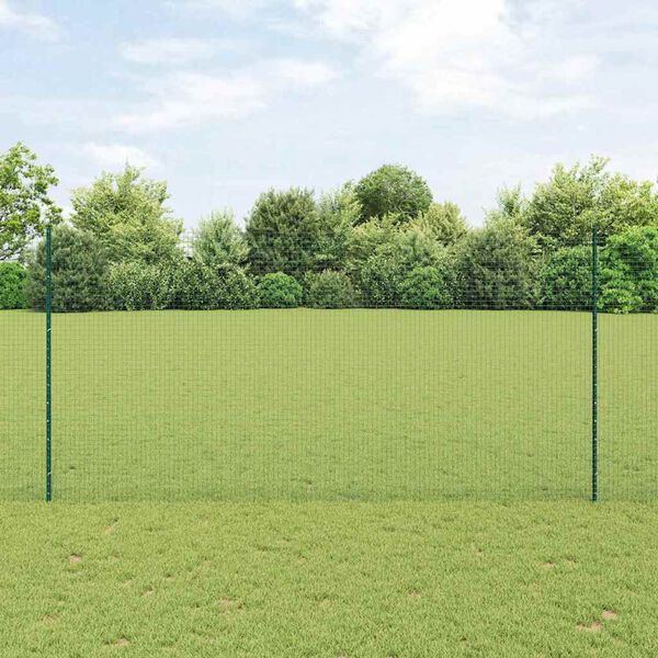vidaXL Zaun mit Pfosten Gr&uuml;n 1.6 x 25 m Stahl und PVC