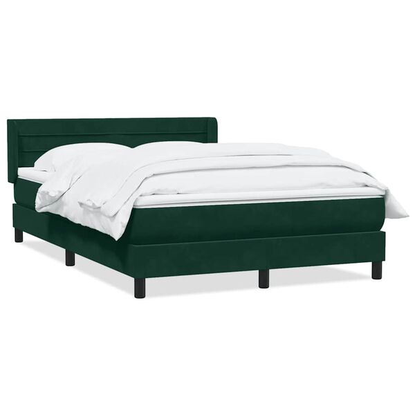 vidaXL Boxspringbett mit Matratze Dunkelgr&uuml;n 160x210 cm Samt