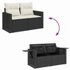 vidaXL Gartensofa-set mit Kissen 9 pcs Schwarz und Creme Poly-Rattan