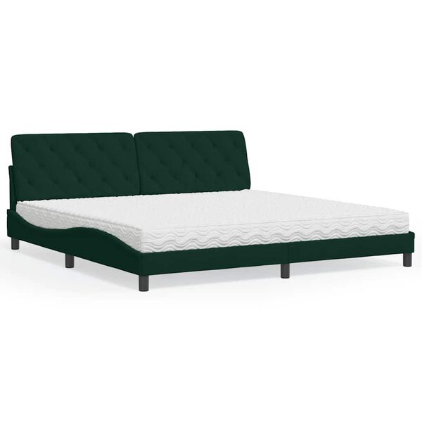 vidaXL Bett mit Matratze Dunkelgr&uuml;n 200x200 cm Samt