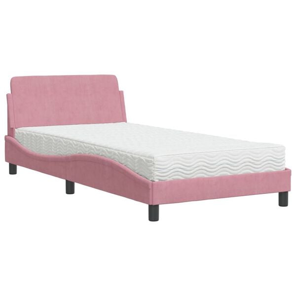 vidaXL Bett mit Matratze "Dover" Rosa 100x200 cm Samt