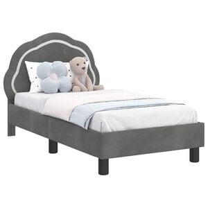 vidaXL Kinderbettgestell mit Kopfteil Dunkelgrau 70 x 140 cm Samt