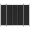 vidaXL 5-tlg. Paravent Schwarz 250x200 cm Stoff