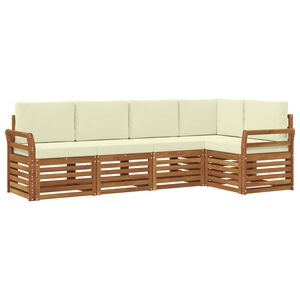 vidaXL Ecksofa Set mit Kissen 5 pcs Natur und Creme Massivholz Akazie