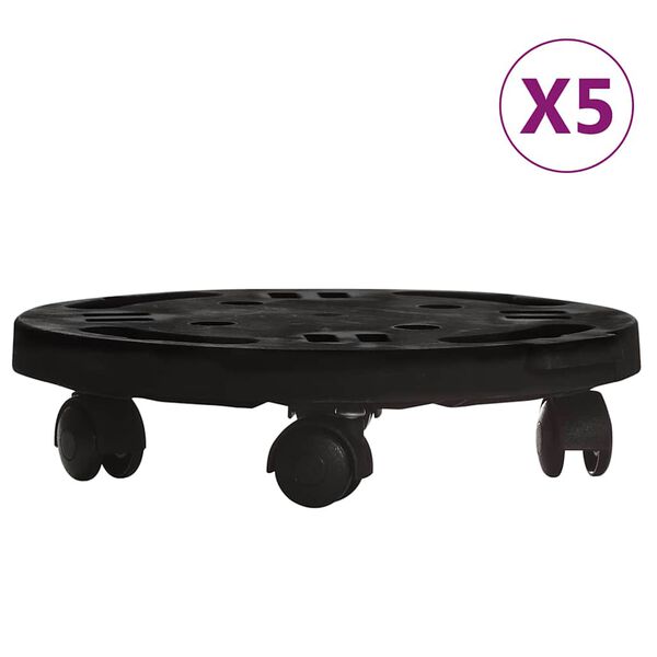 vidaXL Pflanzenroller 5 Stk. 30 cm Durchmesser Schwarz 170 kg