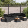 vidaXL Garten-Sofa-Set mit Kissen 8 pcs Schwarz Poly Rattan