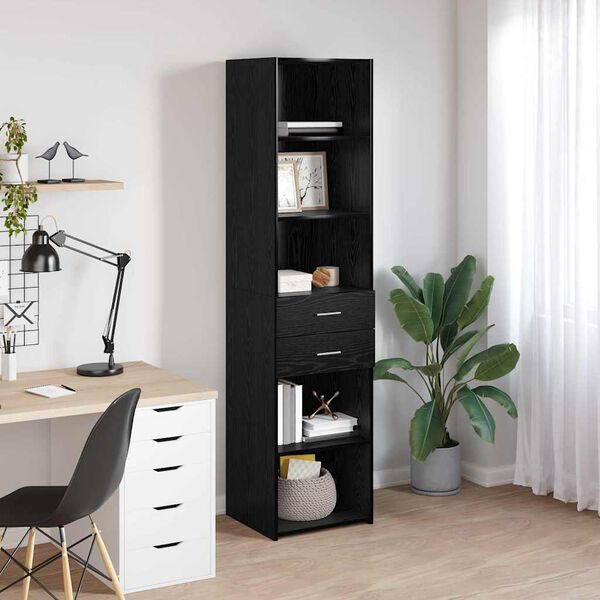 vidaXL Highboard Schwarz Eichen-Optik 45 x 42,5 x 185 cm Holzwerkstoff