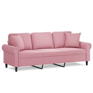 vidaXL 3-Sitzer-Sofa mit Zierkissen Rosa 180 cm Samt