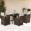 vidaXL 7-tlg. Garten-Essgruppe mit Kissen Braun Poly Rattan