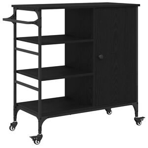 vidaXL K&uuml;chentrolley Schwarz Eichen-Optik 87,5 x 39 x 84,5 cm