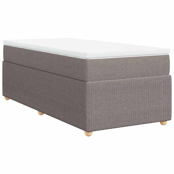 vidaXL Boxspringbett mit Matratze Taupe 100x200 cm Stoff