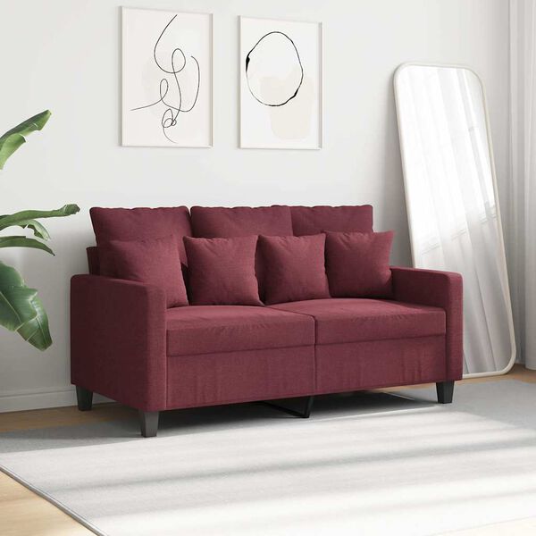 vidaXL 2-Sitzer-Sofa Weinrot 120 cm Stoff