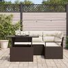 vidaXL Garten-Sofa-Set mit Kissen 5 pcs Braun und Creme Poly-Rattan