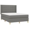 vidaXL Boxspringbett mit Matratze & LED Dunkelgrau 140x200 cm Stoff