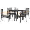 vidaXL Garten Essgruppe 5 pcs Schwarz Poly-Rattan