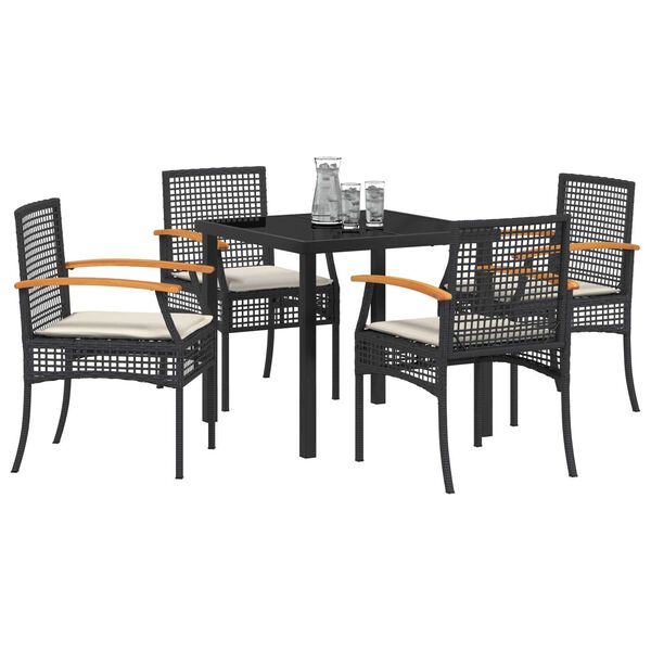 vidaXL Garten Essgruppe 5 pcs Schwarz Poly-Rattan