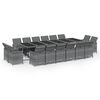 vidaXL 17-tlg. Garten-Essgruppe mit Kissen Poly Rattan Grau