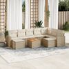 vidaXL 10-tlg. Garten-Sofagarnitur mit Kissen Beige Poly Rattan