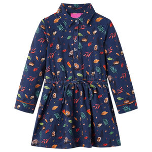 Kinderkleid mit Langen &Auml;rmeln Marineblau 104
