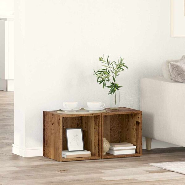 vidaXL TV-Schrankset 2 pcs Altholz 37 x 35 x 37,5 cm Holzwerkstoff