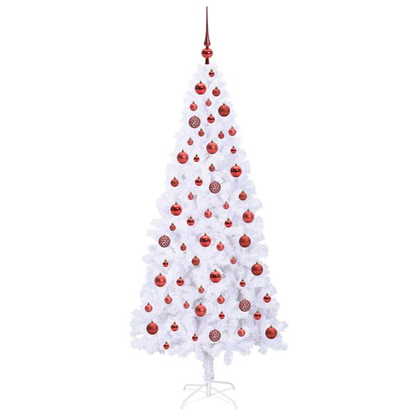 vidaXL K&uuml;nstlicher Weihnachtsbaum Wei&szlig; 180 cm PVC und Stahl