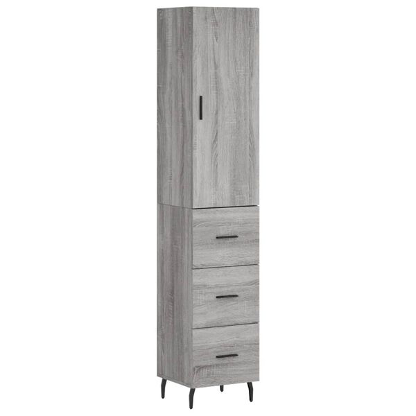 vidaXL Highboard Grau Sonoma 34,5x34x180 cm Holzwerkstoff