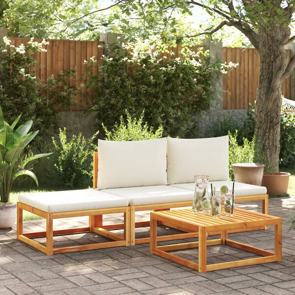 vidaXL 4-tlg. Gartensofa-Set mit Kissen Holz Akazie & Rattan