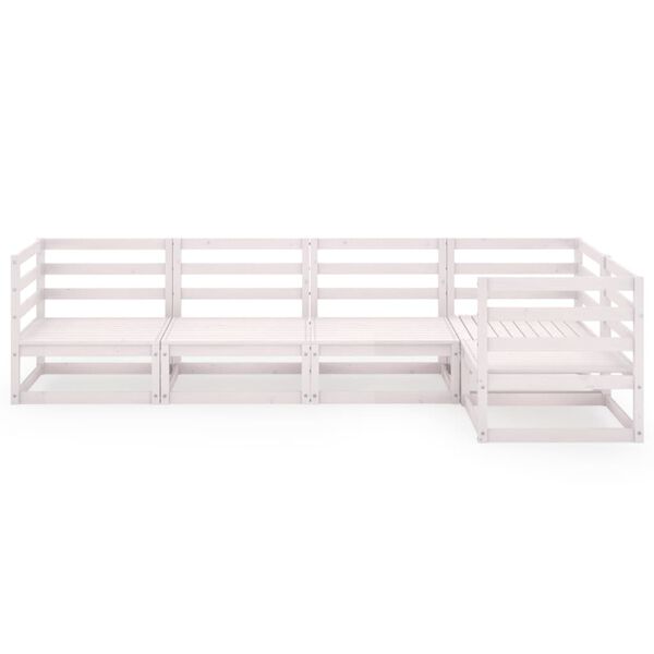 vidaXL 5-tlg. Garten-Lounge-Set Wei&szlig; Massivholz Kiefer