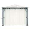 vidaXL Pavillon mit Vorhängen & LED-Lichterkette 400x300 cm Creme Alu