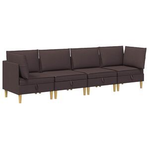 vidaXL Modular Sofa Set mit Stauraum 4 pcs Dunkelbraun Stoff
